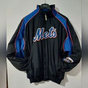 Majestic Vtg. Ny Mets Black Dugout Jacket Full Zip Size Xl